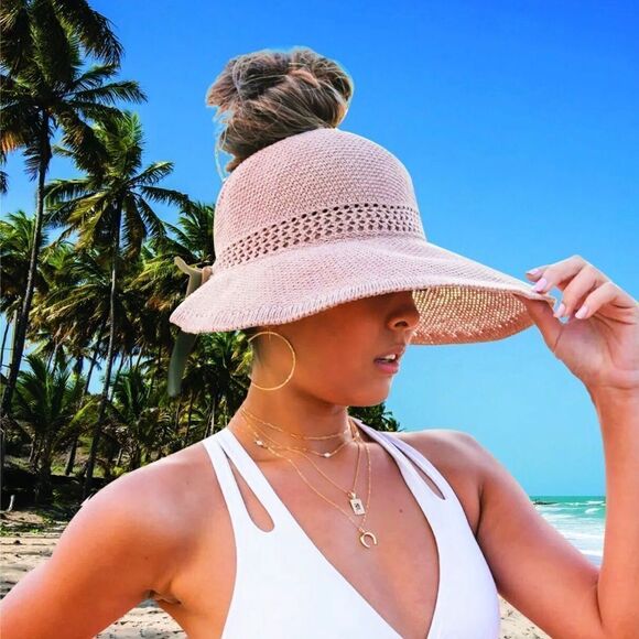 Foldable Straw Sun Visor Hat - Picture 8 of 9